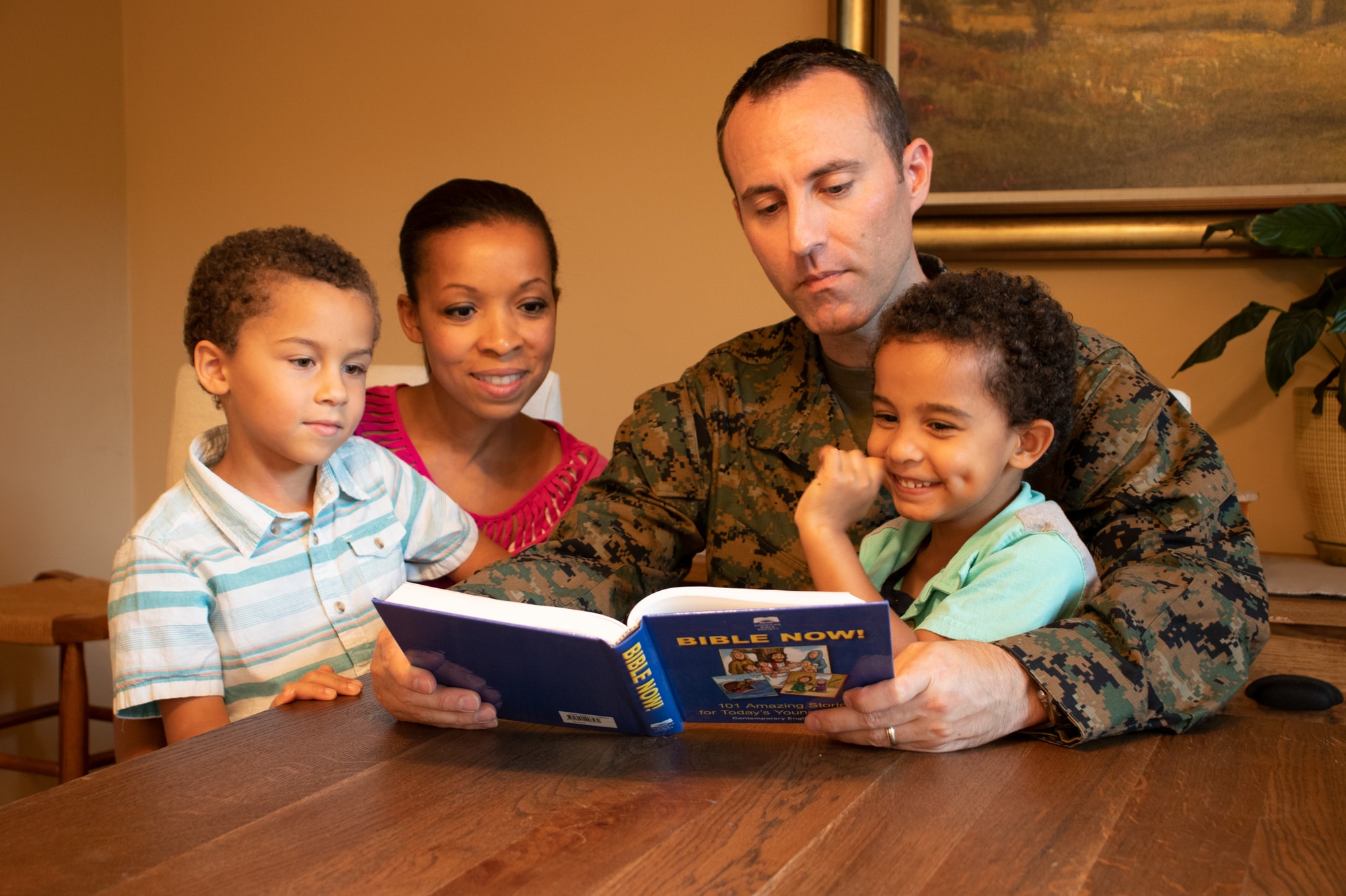 Military Family reading